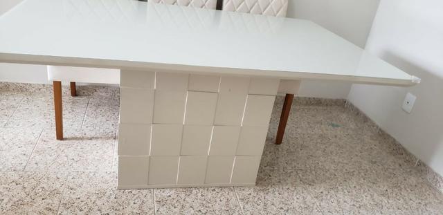 Mesa de Jantar 06 cadeiras Sofia Vidro Off White - Foto 2