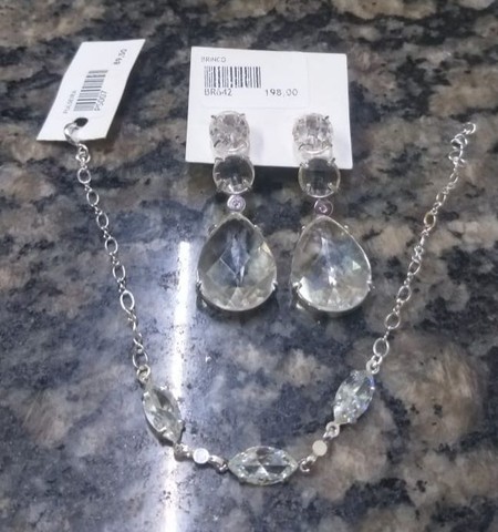 Brinco e pulseira prata com zarconia  - Foto 2