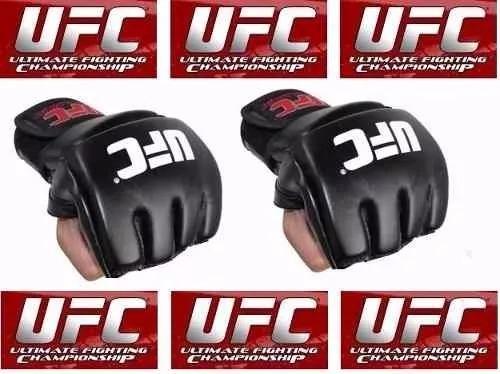 Par de Luva Couro preto Mma Ufc Vale Tudo Boxe Muay Thai Artes -Grátis Camisa J. Aldo