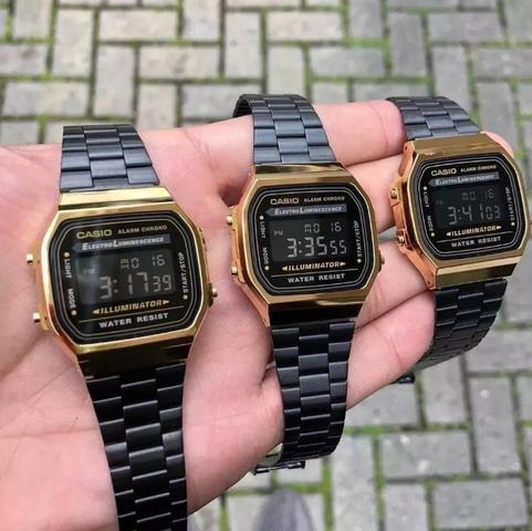 Relogios Casio vintage dourado com preto