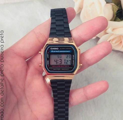 Relogios Casio vintage dourado com preto - Foto 2