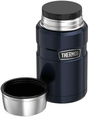 Marmita Térmica 710 ml Inox Thermos 14h Quente 24h Frio Azul - Foto 2