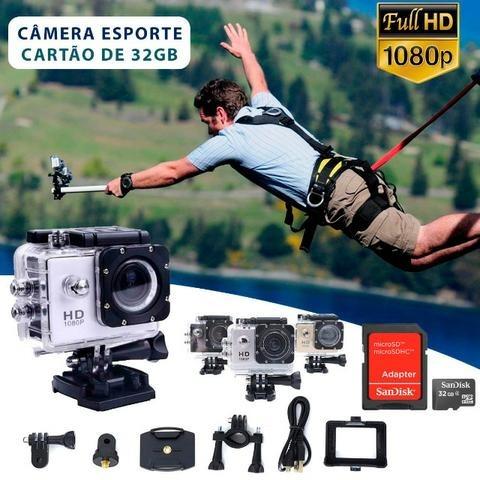 Câmera Esporte 1080p Actioncam + Cartao 32gb + Acessórios