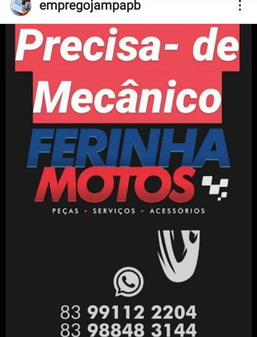 Precisamos de mecânico com experiência com moto