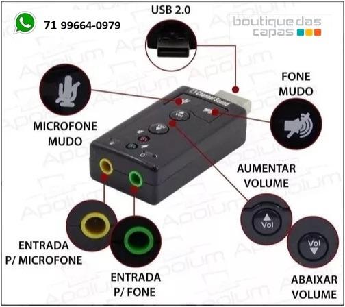 Adaptador Placa De Som Usb 7.1 USB o notebook e computador  - Foto 2
