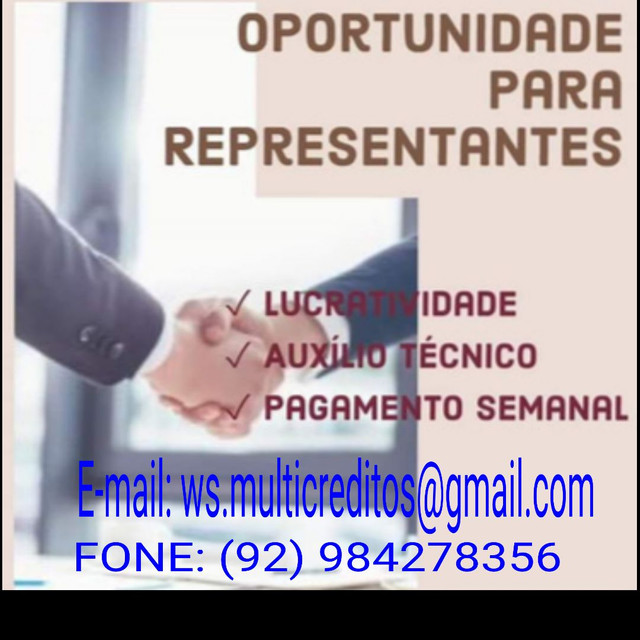 VAGAS PARA REPRESENTANTE COMERCIAL