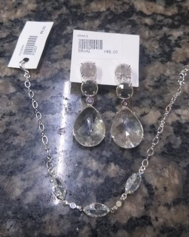 Brinco e pulseira prata com zarconia  - Foto 5