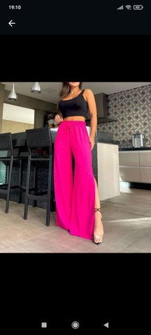 Calça Pantalona viscose com ou sem fenda lateral 