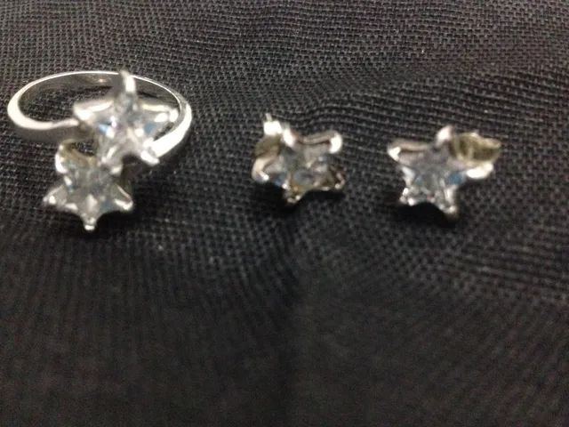 Conjunto Estrela Brincos + Anel tamanho 21 - Foto 5