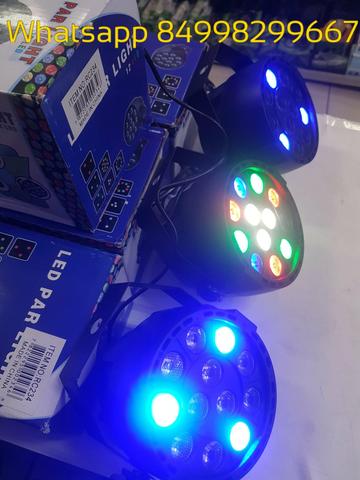 Canhão de led rgb 12 leds com várias funções e painel digital