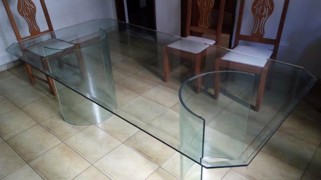 Mesa 100% de vidro 10mm com detalhes de lapidação - Foto 5