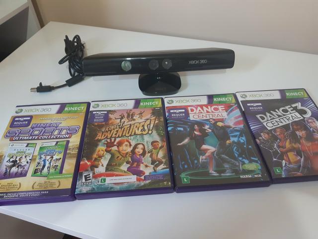 Kinect para XBox 360 + 4 jogos originais