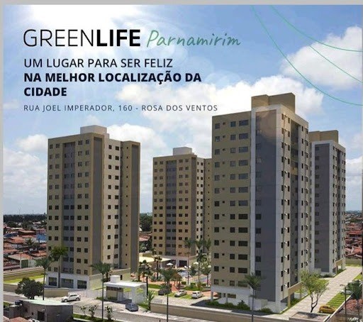 Condominínio Green Life Parnamirim - Apto 2/4 com suíte de 51,10 m², 1 vaga por 223.500