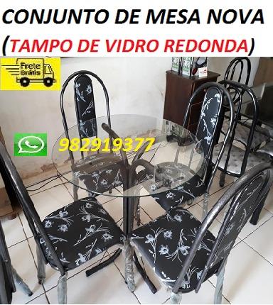Preço Bom Demais Conjunto de Mesa Com Tampo de Vidro Nova(Entrego e Monto)