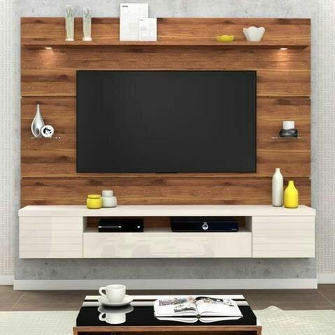 Painel para TV Estilo com LED - Rustico Terrara/Off White Mega Lançamento super lindoo