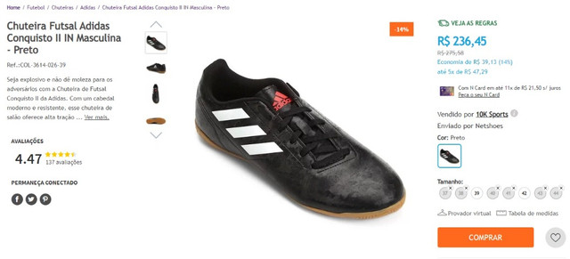 chuteira futsal adidas conquisto ii in