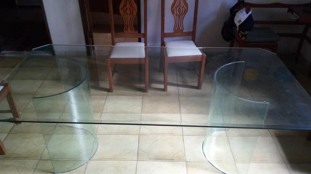 Mesa 100% de vidro 10mm com detalhes de lapidação - Foto 3