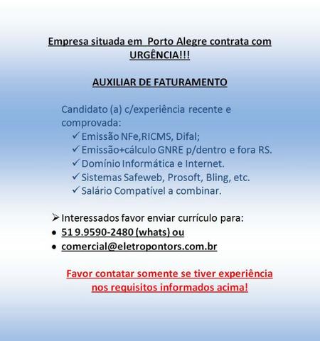 Vaga para Auxiliar de Faturamento