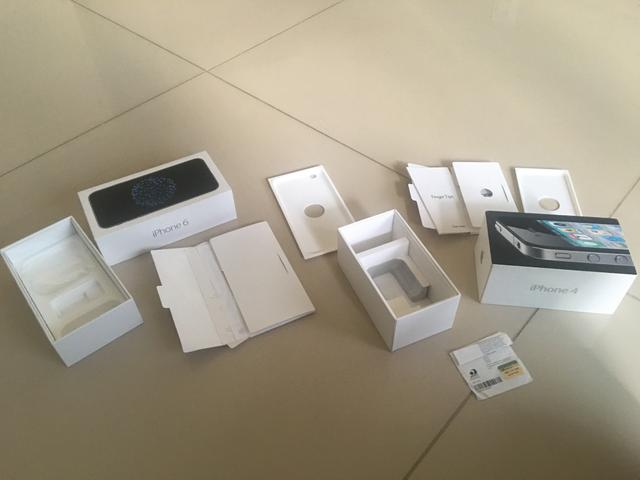 Caixas iPhone 6 e iPhone 4