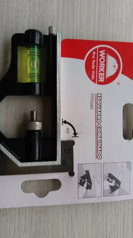 Esquadro Combinado 300mm Worker - Nível Bolha Ajustável