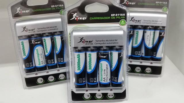 Carregador mais pilhas kit completo
