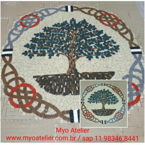 Arvore da vida, Arvore da Felicidade mosaico, piso mosaico, mandala piso