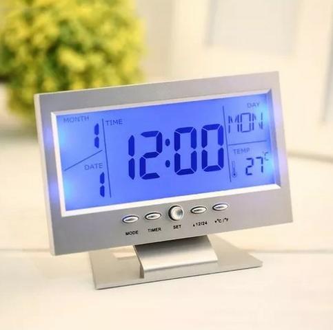 Relógio Mesa Lcd Digital Despertador Temperatura