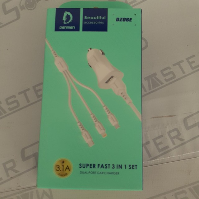 Kit carregador veícular. Com duas entradas usb. Cabo 3X1. Lightning, tipoC  e micro. Novo.
