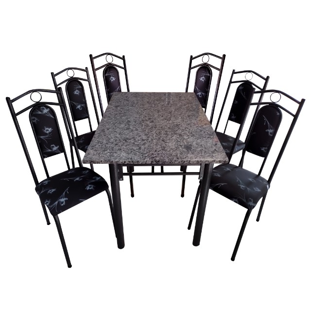 Mesa jantar Tubular 6 cadeiras Bahia Retangular Granito (Entrega e montagem Grátis)