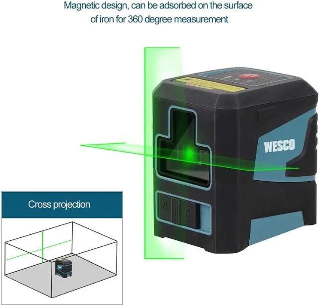 Nível Laser Linha Cruzada Verde Ws8915k Wesco C/suporte