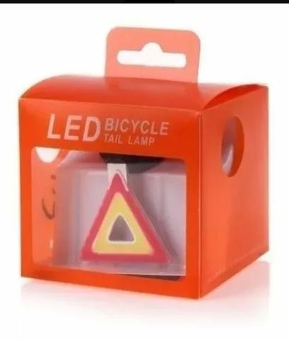 ?Lanterna Traseira Sinalizador Bike Triangulo Led Pisca Usb - Foto 3