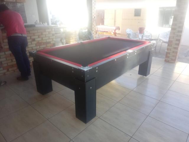 Mesa Gaveta Bilhar Cor Preta Tecido Preto e Borda Vermelha Mod. SOWH6368 - Foto 3