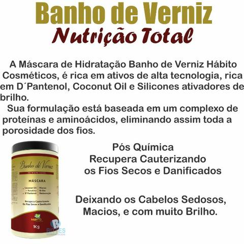 3 Máscara Hidratante nutrição total banho de verniz hábito cosméticos - Foto 2