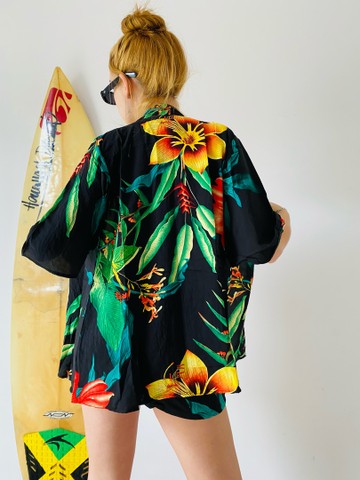 Conjunto shorts+kimono floral