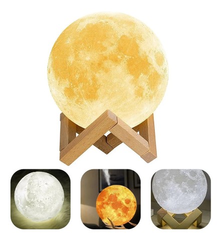 Luminaria Abajur Lua Cheia 3d com Umidificador E Aromatizador
