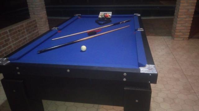 Mesa Gaveta com Tampo Cor Preta Tecido Azul Mod. RGFP4843 - Foto 2