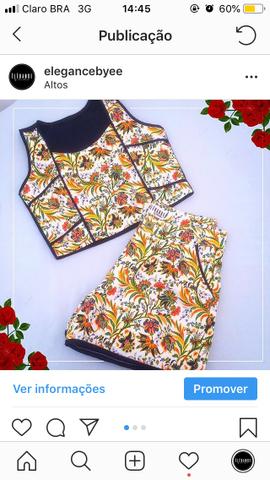 Conjunto Blusa Cropped Short