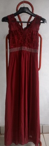 Vestido Marsala Longo Usado Apenas uma vez