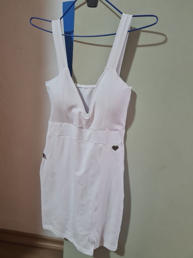 Vestido Lycra Branco Com Shorts - Foto 2