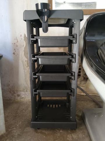 Kit novo completo de cabeleireiro lavatório cadeira e carrinho auxiliar - Foto 3