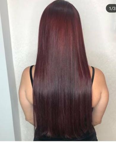 Mega pronto pra uso, metodo invisivel hair, vermelho marsala método adesivado