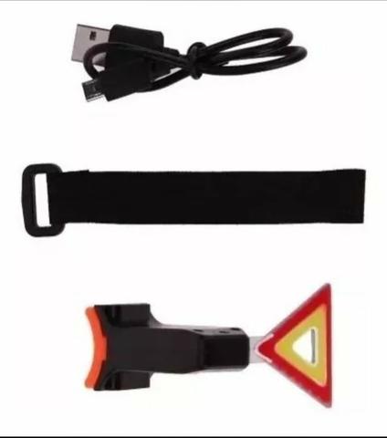 ?Lanterna Traseira Sinalizador Bike Triangulo Led Pisca Usb - Foto 4