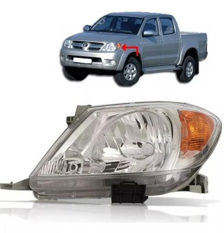 Farol Foco Simples Cromado Hilux 2005 2006 2007 2008 Esquerdo