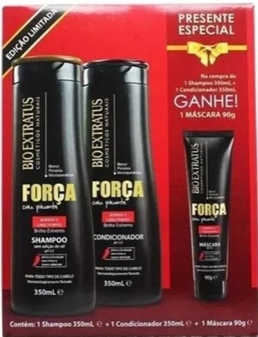 Kit Força Com Pimenta Shampoo + Condicionador 350ml + Máscara 90g - Bio Extratus