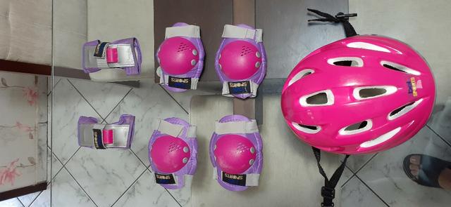 Kit Bike Infantil Rosa - Capacete + Cotoveleira + Joelheira + Munhequeira - Foto 2