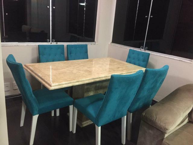 Mesa 1,60 x 90cm com 6 cadeiras capitonê, alto padrão - Foto 2