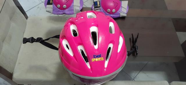 Kit Bike Infantil Rosa - Capacete + Cotoveleira + Joelheira + Munhequeira - Foto 3