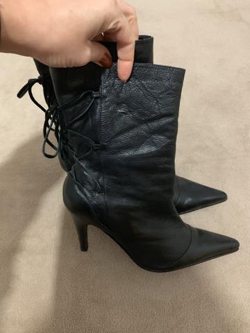Bota preta 38 couro legítimo