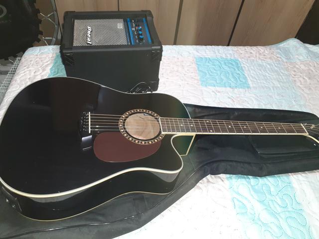 Violão folk elétrico com afinador