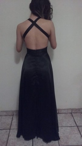 Vestido de Festa(Longo/Preto/Cetim)